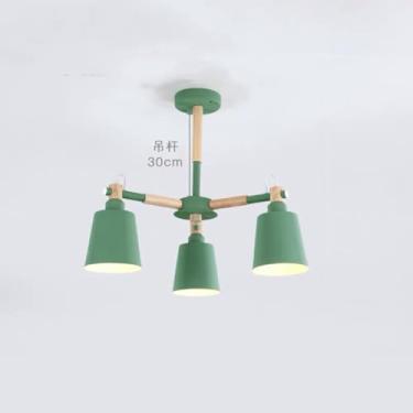 Imagem de OASISEN Lustre Sputnik de decoração de madeira vintage moderno LED metal luminária suspensa macaroon delicado para restaurante, armazém, celeiro, sala de estar