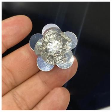 Imagem de Remendos de flores de lantejoulas prateadas 20 peças de apliques de flores com contas de strass adesivos de broche para bolsa de roupas, sapatos, acessórios de costura costurados M43F186 (10# 2,5 cm