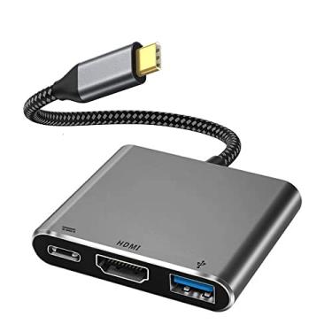 Imagem de QCEs Adaptador multiportas USB C para HDMI, adaptador multiportas AV digital USB-C, conversor Mac tipo C, saída de vídeo HDMI 4K com USB 3.0 e hub de carregamento PD compatível com Apple MacBook Pro iPad, Galaxy S21