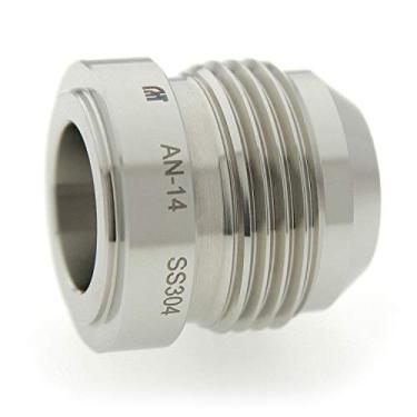 Imagem de Conector adaptador de bocal de mangueira rosqueada 14AN de aço inoxidável 304 macho para solda flare, encaixe de montagem para tanque de óleo de combustível AN14 JIC-14 AN (1-3/16-12)