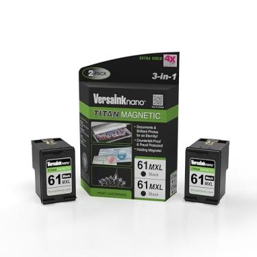 Imagem de VersaInk -Nano 61 MXL Titan-Magnetic (MICR 3 em 1) Cartucho de tinta preta de substituição de HP 61 e 61 XL, funciona com HP Deskjet 3510, 1010, 3050, 3050A, 3000, 1000, 2540, Envy 5530, 4500,