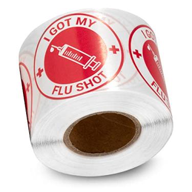 Imagem de 300 peças - Adesivos de camiseta I Got My Flu Shot (3,8 cm, redondo/vermelho) Crachá de vacina contra a gripe, etiquetas I Got Vaccinated para cuidados de saúde médica, escolas, etiquetas de farmácia