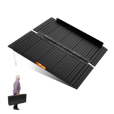 Imagem de KOLOTOOL Rampa Portátil para Cadeira de Rodas Preta 3 Pés 800 Libras Antiderrapante Dobrável de Alumínio para Degraus