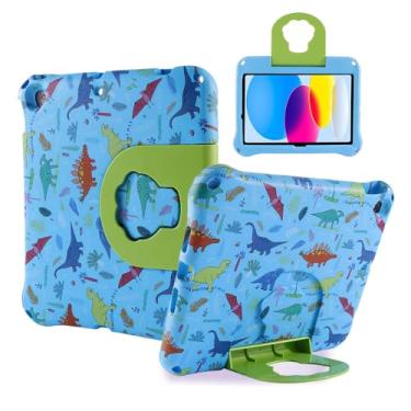 Imagem de Capa infantil compatível com iPad 10.2, FW, compatível com iPad 10.2, 7, 8, 9, para crianças, dinossauro, EVA, à prova de crianças, com alça de suporte, à prova de choque, capa durável para meninos e