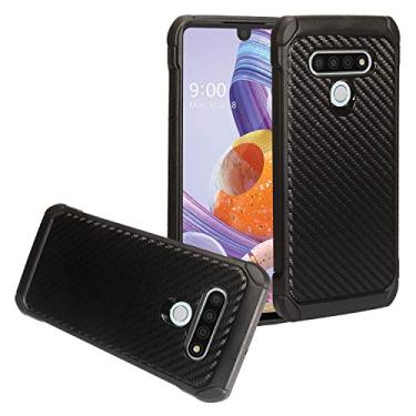 Imagem de CELZEN - para LG Stylo 6 LM-Q730 (2020) - Capa protetora de TPU híbrida, EC4 Black Carbon