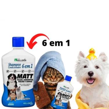 Imagem de Shampoo Condicionador 6 em 1 Anti Pulgas Carrapatos Sarna Cães Gatos -