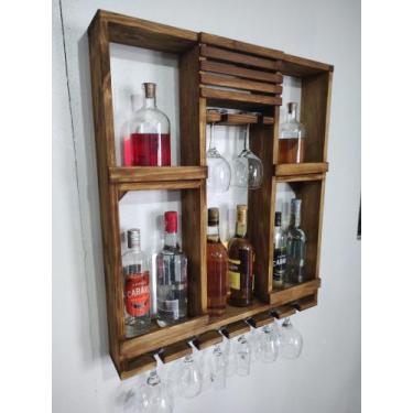 Imagem de Adega Bar de Parede 70x80 em Madeira BA7080 - estilo rustico sapiranga