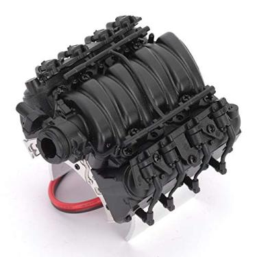 Imagem de Vilador de Motor V8 Com Sensor de Temperatura, 1/10 Escala V8 RC Simulação Tampa do Motor Cooler Com Ventilador de Motor Universal (Preto)
