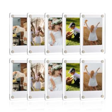 Imagem de Shaineko Moldura magnética acrílica para Instax Mini/Polaroid - compatível com geladeira, tela personalizável com kit fácil de pendurar, 6 cm x 9 cm, pacote com 10