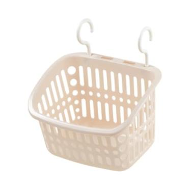 Imagem de YWJLQH Pendurar cesto de banho banheiro banheiro organizador de portadores, robusta e multiuso economizar cesta de armazenamento portátil para dormitório, Damasco