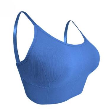 Imagem de Sutia Top Alça Fina C/ Bojo Removivel Feminino - Impllus, P, Azul