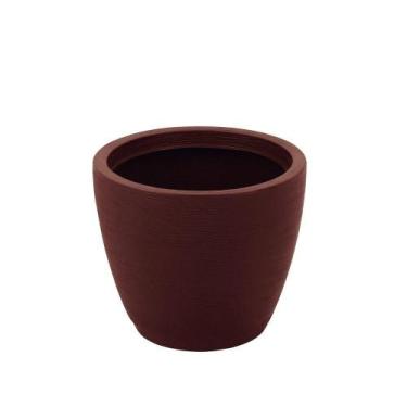 Imagem de Vaso Tramontina Asteca Em Polietileno Concreto Com Prato 38 Cm Tramont