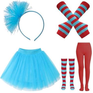 Imagem de Halloween Cosutme para meninas 2025 livro infantil livro de histórias personagem tule tutu com acessórios conjunto, Azul, 8-10 Year