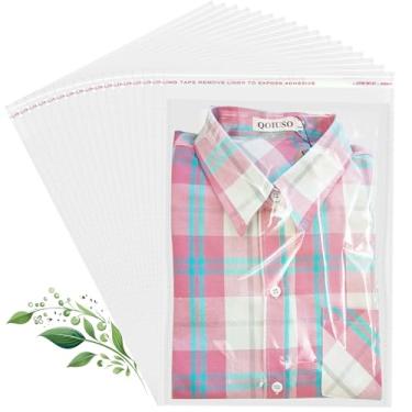 Imagem de QOIUSO 100 peças de sacos plásticos transparentes de 22 x 30 cm, sacos de celofane autoseláveis para embalagem de roupas, camisas, presentes, envoltórios decorativos, lembrancinhas de festa, bolsas de