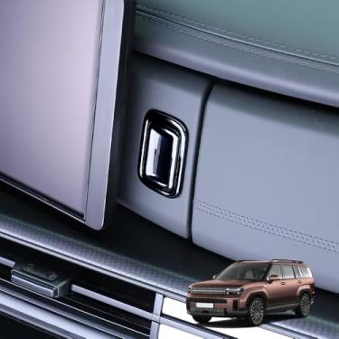 Imagem de Cnaurda Copilot Copilot Capa de alça de caixa de armazenamento de passageiro frontal adesivo de acabamento compatível com Hyundai Santa Fe 2024-2025 Acessórios interiores, preto, pacote com 1