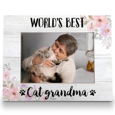 Imagem de FLDAS Porta-retrato de gato avó 20 x 25 cm, moldura de gato para vovó, presentes para amantes de gatos, presentes para gatos avós dia das mães do neto neta, melhor gato do mundo, avó, 5 x 7
