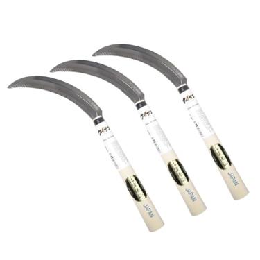 Imagem de Foice serrilhada japonesa para jardinagem – Compacta e leve, cabo de madeira (conjunto de 3)