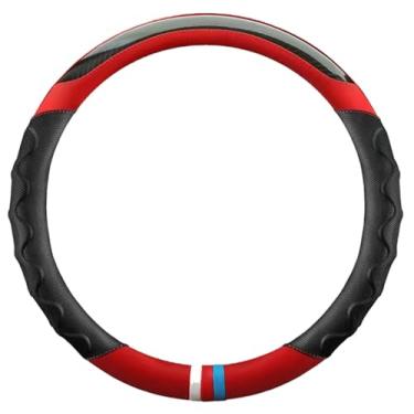 Imagem de Capa para volante de carrinho de golfe de 33 cm, capa de volante de couro respirável antiderrapante, sensação de aderência confortável para EZGO TXT e RXV (vermelho)