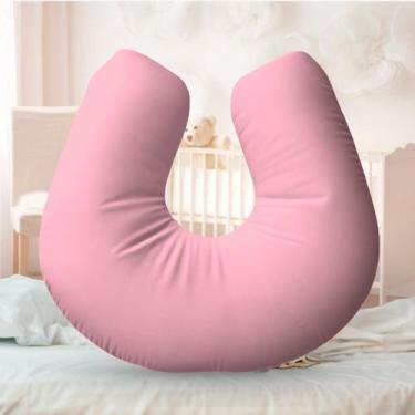 Imagem de Almofada Amamentação Travesseiro Rosa 100% Algodão 170 Fios - Neném Na