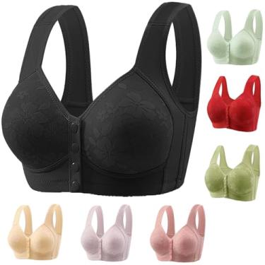 Imagem de Ellymuse Daisy Bras, Lightweight, Breathable and Gathered Front Closed Push-Ups for Women, Daily Comfort Bra for Older Women(Black,L)