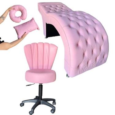 Imagem de Kit Maca M1 70 + Mocho Pétala + Kit Almofadas - In9 Decor, Corino Rosa