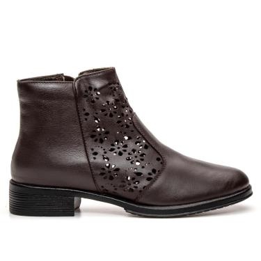 Imagem de Bota Marrom Feminina em Couro Original Legitimo com Zíper Design Artesanal Exclusivo Cano Médio-Masculino