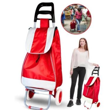 Imagem de Carrinho de Compras Feira Bolsa Tipo Lona com Rodinhas Resistente Ate 