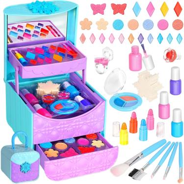 Imagem de Kit de brinquedos de maquiagem Chillife Kids para meninas de 3 a 12 anos com 42 unidades