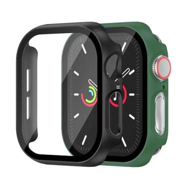 Imagem de Pacote com 2 capas rígidas para Apple Watch Series 10 de 42 mm [proteção total], protetor de tela integrado [sensível ao toque], capa protetora fina para iWatch S10, acessórios de 42 mm, preto + verde