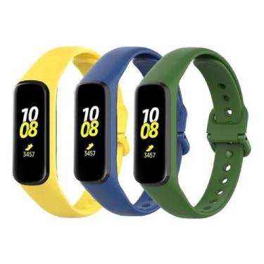Imagem de 3 Pulseiras De Silicone Galaxy Fit 2 R220 - Amarelo / Azul Marinho / V
