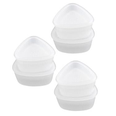 Imagem de Conjunto De 6 Unidades Kit Para Fazer Sushi Molde Para Fazer Sushi Molde De Arroz Onigiri Adequado Para Fabricante De Sushi Triângulo Imprensa De Sushi Doméstico Filho Branco Terno