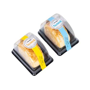 Imagem de Conjunto de 50 peças de rolo de caixa de bolo individual suíço rolo recipiente e 50 adesivos, abóboras transparentes de plástico Muffin queijo pastel sobremesa sushi frutas exibição suporte de armazenamento de alimentos, marrom