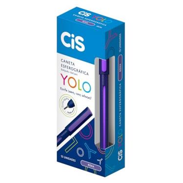 Imagem de Caneta Esferográfica 0.7mm CIS Yolo, Violeta, Caixa com 12 unidades