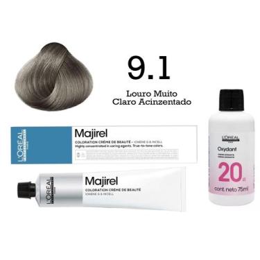 Imagem de Coloração Majirel 9.1 Louro Muito Claro Acinzentado+ Emulsão Oxi 20 Vo
