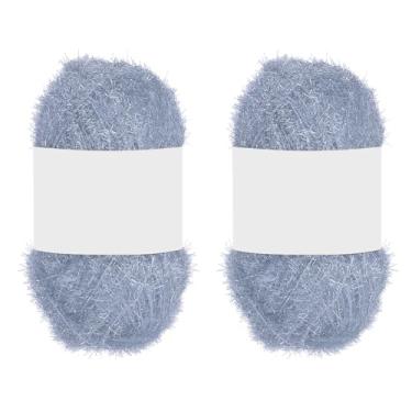 Imagem de PATIKIL 2 novelos de 100 metros, fio de poliéster brilhante Scrubbie vermelho coração de vidro para panos de prato crochê, tricô, cobertor, suéter, cachecol, chapéu, cinza claro