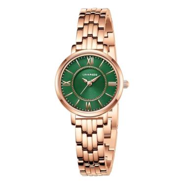 Imagem de Bomieux Relógios femininos, pequeno relógio dourado delicado com algarismos romanos, pulseira vintage, relógio feminino com pulseira de aço inoxidável, analógico, à prova d'água, relógio de pulso