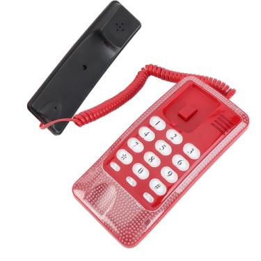 Imagem de Mini telefone de parede, telefone fixo retrô montável na parede com função de flash e função de mudo de chamada, interface RJ45 alimentada por linha telefônica telefone residencial para hotel e escola familiar (vermelho)
