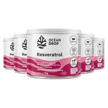 Imagem de Kit 5 Resveratrol Ocean Drop Vegano 30 Cápsulas