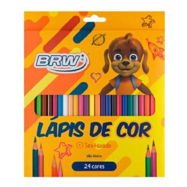 Imagem de Lápis de Cor Resina Plástica 24 Cores Sextavado BRW
