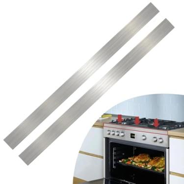 Imagem de Jnfmiler 2 Peças De Tiras De Aço Inoxidável 304, Tiras De Acabamento De Metal Autoadesivas Escovadas, Tiras De Acabamento De Chapa Metálica Para Micro-Ondas/Forno/Fogão/Cooktop, 30 De Comprimento, 1