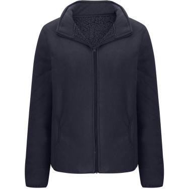 Imagem de Moletons Forrados De Lã Para Mulheres Jaquetas De Inverno Zíper Completo Manga Longa Lapela Casacos Com Capuz Jaqueta Casual Sólida Leve Senhoras Lã Fofa Sherpa Forrada, 01 Dark Blue, XL