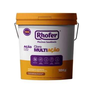 Imagem de Cloro Para Piscina Rhofer Balde 10kg – Cloro Ativo em Pó Estabilizado Para Todos os Tipos de Piscina 35% até 60% (Multiação)