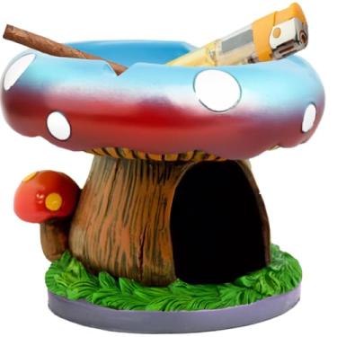 Imagem de YukaBa Cinzeiro de cogumelo fofo com mancha mais leve - Cinzeiros legais para fumantes de maconha e usuários de bong com coleção de acessórios para fumar (azul)