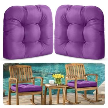 Imagem de MAGIC ELEPHANT Conjunto de 2 almofadas para cadeira de exterior, almofadas de espuma viscoelástica para cadeira de vime e móveis de pátio, 48 x 48 cm (roxo)