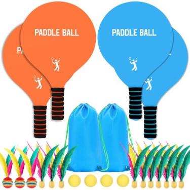 Imagem de Conjunto de bolas de remo de praia Beeplove com grandes raquetes de re