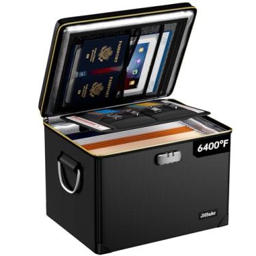 Imagem de Cofre à prova de fogo JHSafer, caixa de documentos rígida à prova de fogo, floder de arquivo resistente à água com trava para dinheiro, passaportes, eletrônicos, arquivos pendurados