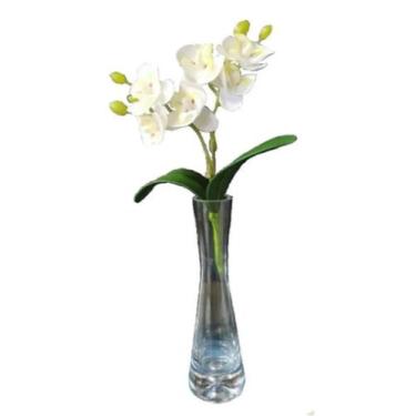 Imagem de Mini-Orquídea Silicone C/2 Folhas Flor Planta Arranjo 18cm - Novidádiv