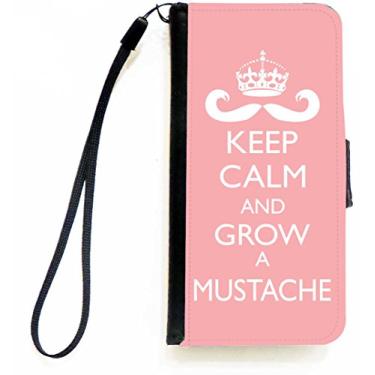 Imagem de Rikki Knight Keep Calm and Grow a Mustache Light Pink Color Flip Wallet Case com aba magnética para Apple iPhone 5c