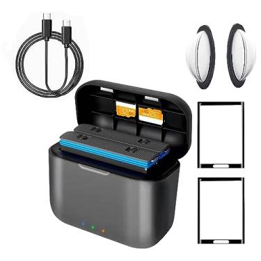 Imagem de YARREL Conjunto de protetor de tela aderente para carregador de bateria para Insta360 X3 X 3 carregador portátil rápido de dois canais, estojo de armazenamento, estojo de transporte, protetor de tela