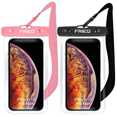 Imagem de Capa à prova d'água FRiEQ 2 pacotes para iPhone 11/iPhone 11 Pro Max Xs Max XR XS X 8 7 6S Plus, Samsung Galaxy S10 S10e S9 S8 +/Note 9 8, Pixel 3 2 XL HTC LG Sony Moto até 6,8" (preto e rosa)